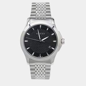 Gucci Black Stainless Steel G-Timeless 126.4 Unisex Wristwatch 38 mm