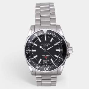 Gucci Black Stainless Steel Dive YA136301 Men's Wristwatch 40 mm