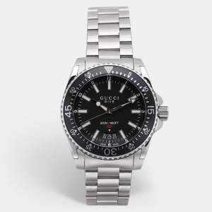 Gucci Black Stainless Steel Dive YA136301 Men's Wristwatch 40 mm