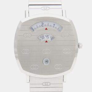 Pre Owned Gucci Grip 157.3 Quartz White Stainless Steel Men's Wristwatch 38 mm