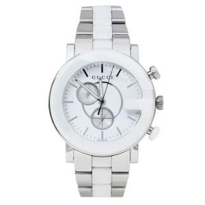 Gucci White Ceramic & Stainless Steel G Chrono 101M Men's Wristwatch 42 mm