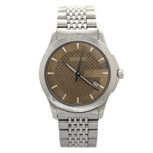 Gucci Brown Stainless Steel G-Timeless YA126406 Men's Wristwatch 38 mm