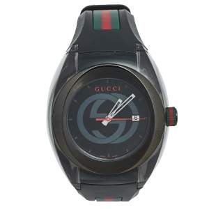 Gucci Black Nylon PVD Coated Stainless Steel Rubber Sync 137.1 Men's Wristwatch 46 mm