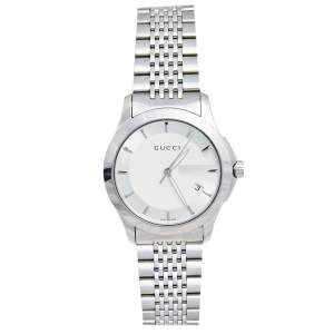 Gucci Silver Stainless Steel G-Timeless 126.4 Men's Wristwatch 38 mm