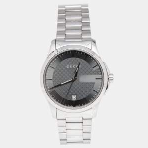 Gucci Silver Grey Stainless Steel G-Timeless YA126441 Men's Wristwatch 38 mm