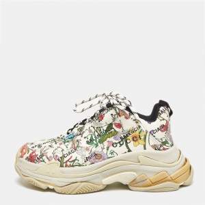 Gucci x Balenciaga Multicolor Floral Print Leather The Hacker Project Triple S Sneakers Size 40