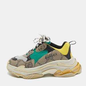 Gucci X Balenciaga Multicolor Canvas and Leather Triple S Sneakers Size 41