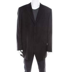 Guy Laroche Black Wool Three Button Luigi Sturzo Blazer 4XL