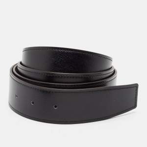 Hermes Noir/Etain Chamonix and Togo Leather Reversible Belt Strap 110 CM