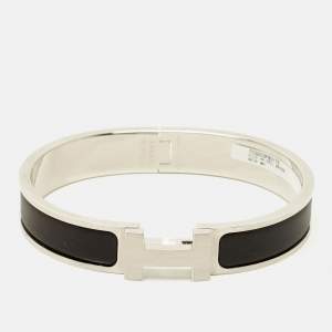 Pre Owned سوار هيرمس كليك إتش إتش ميناء أسود غير لامع معدني مطلي بالبلاديوم