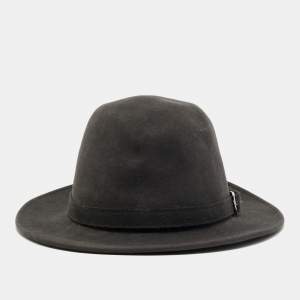 مملوكة مسبقًا Hermès Carbon Black Felt Funky Fedora Hat Size 61 