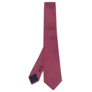 Pre Owned Hermes Rouge 7 Mega Chariot Silk Tie 