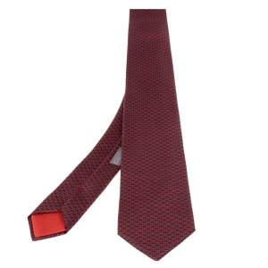 Pre Owned Hermes Rouge 7 H Linge Silk Twill Tie 