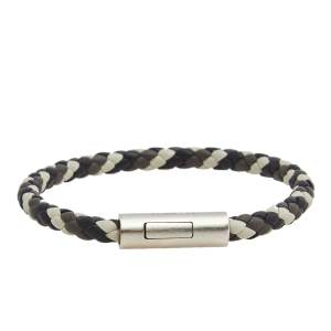 Pre Owned Hermès Multicolor Braided Leather Palladium Plated Goliath T3 Bracelet