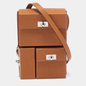 Hermès Gold Epsom Leather Multi Pocket Pochette To Go Bag