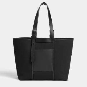 Hermes Black Canvas Leather Etriviere Pocket 35 Bag
