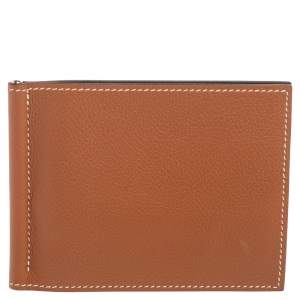 Hermes Gold/Vert Vertigo Evercolor Leather Poker Compact Wallet