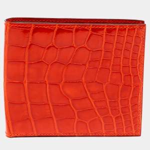 Hermes Geranium Shiny Alligator Mc2 Copernic Bifold Wallet