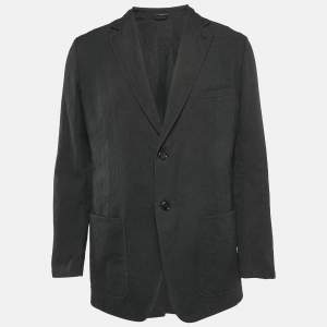 Hermès Black Cotton Jacquard Single Breasted Blazer XL