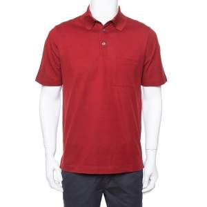 Hermes Maroon Cotton Pique Short Sleeve Polo T-Shirt M
