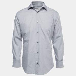 Hermes Grey Horse Patterned Cotton Button Front Shirt M