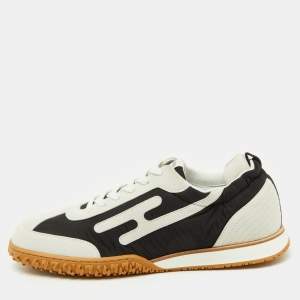 Hermès Black/White Fabric and Suede Jet Sneakers Size 42