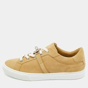 Hermes Light Brown Suede Day Sneakers Size 45