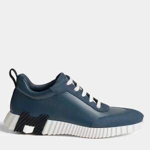 Pre Owned Hermes Bouncing Size 41 Bleu Céleste Calfskin and Suede Goatskin Sneakers