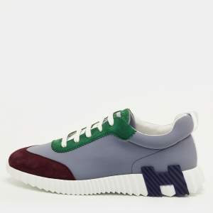 Pre Owned Hermès Bouncing Size 42 Multicolor Neoprene and Suede Low Top Sneakers