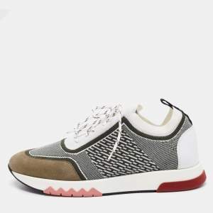 Hermes Multicolor Fabric and Leather Addict Sneakers Size 40