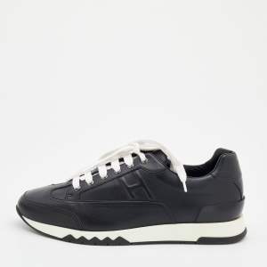Hermès Black Leather Trail Low Top Sneakers Size 43.5