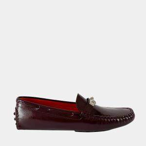 Hermes Burgundy Patent Leather Irving Slip On Loafers, 41