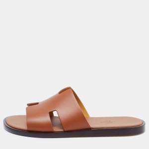 Hermes Brown Leather Izmir Sandals  Size 40