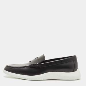 Hermes Black Leather Slip On Sneaker Loafers Size 43.5