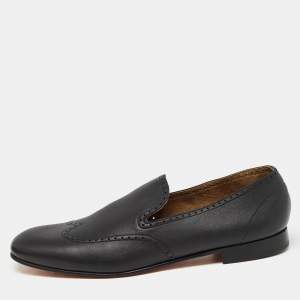 Hermès Black Leather Kentucky Loafers Size 44