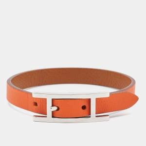 Hermes Behapi Leather Palladium Plated Bracelet