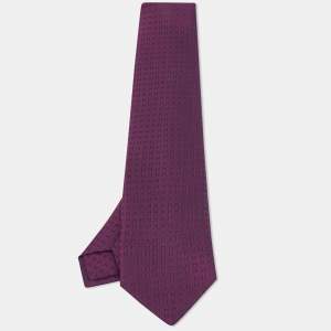 Hermès Purple H patterned Jacquard Silk Tie 