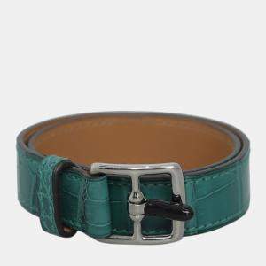 Hermes Crocodile Leather Etriviere Double Tour Bracelet 