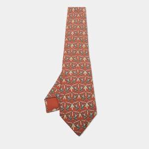Hermes Multicolor Monkey Print Silk Classic Tie