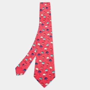Hermès Multicolor Umbrella Print Silk Classic Tie