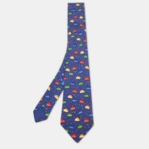 Hermès Multicolor Umbrella Print Silk Classic Tie
