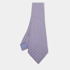 Hermès Purple Printed Silk Classic Tie