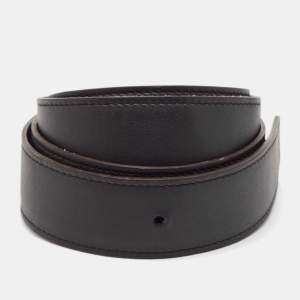 Hermès Bleu Minuit/Noir Togo and Swift Leather Reversible Belt Strap 90 CM