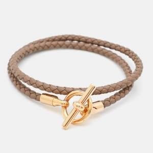 Hermes Glenan Leather Rose Gold Plated Bracelet