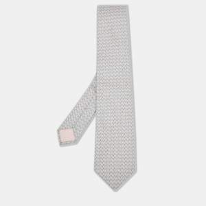 Hermès Pink Microphone Printed Silk Satin Tie