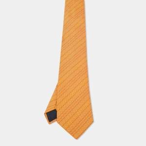 Pre Owned Hermès Yellow Patterned Silk Tie 