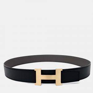 Pre Owned Hermes Black Leather H Reversible Belt