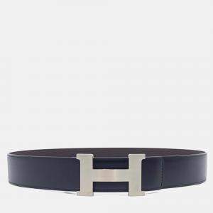 Pre Owned Hermes Black Leather H Reversible Belt