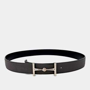 مملوكة مسبقًا Hermes Black Leather Reversible Belt