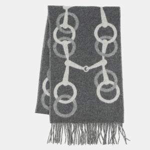 Pre Owned وشاح هيرمس أنيمال فلانيل/قرص سين كلير إتش 394809 تي 01 كشمير 100%